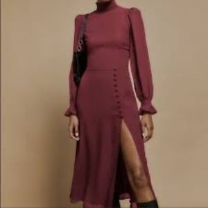 NEW Reformation Stevi Long Sleeve Dress in Plum Women's Size 10 NWT